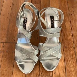 Silver heels! Worn once
